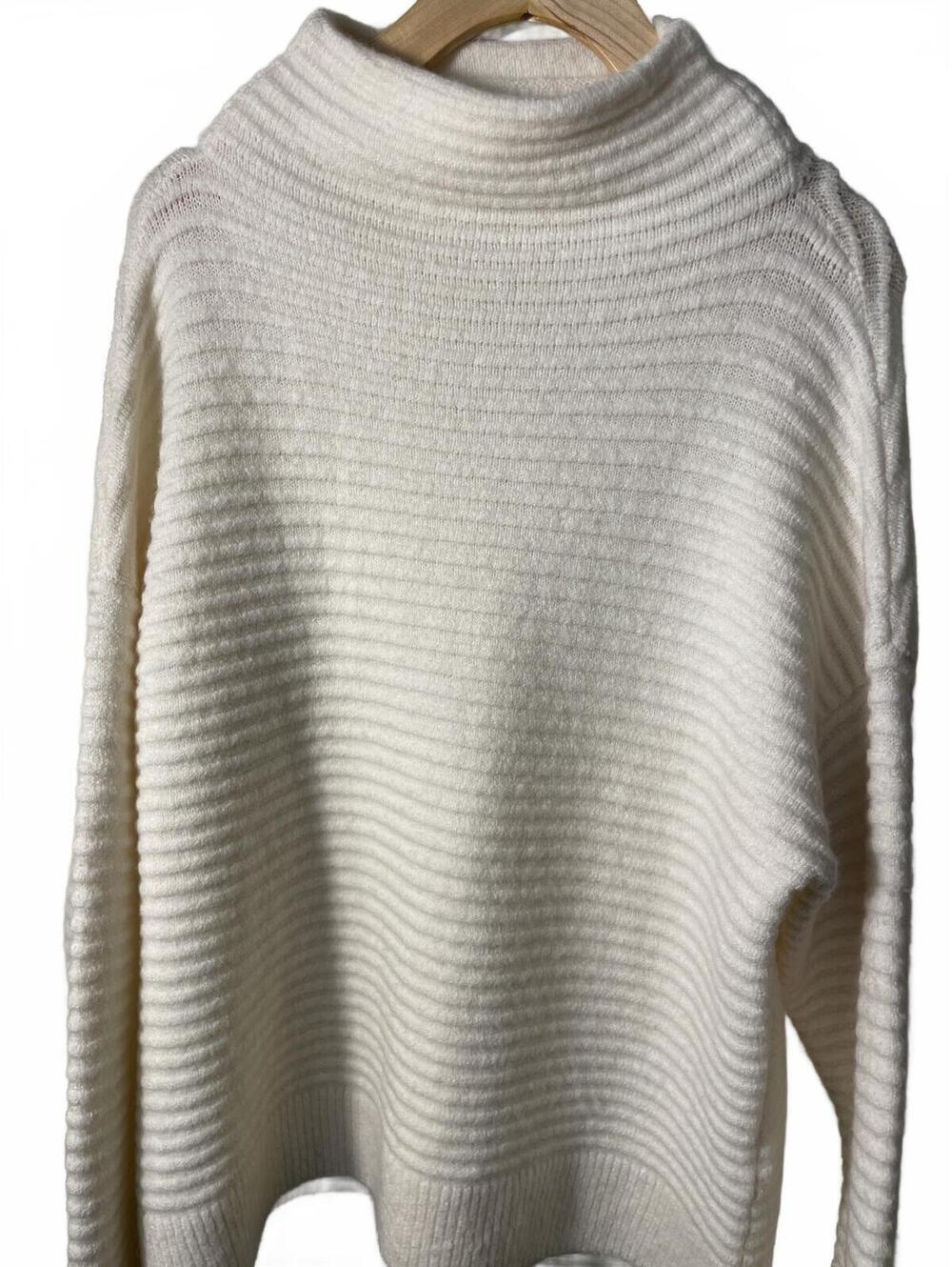 Madewell Ribbed Mock Neck Knit Sweater Womens Size Medium Cream White Chunky